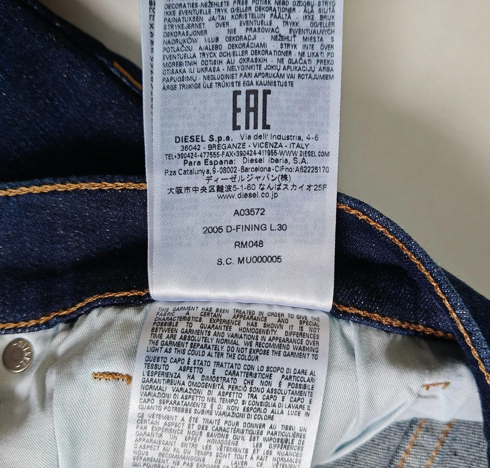 Diesel Diesel 2005 D-FINING Men's Jeans Free Shipping T/9543 Size US 30 / EU 46 - 6 Thumbnail