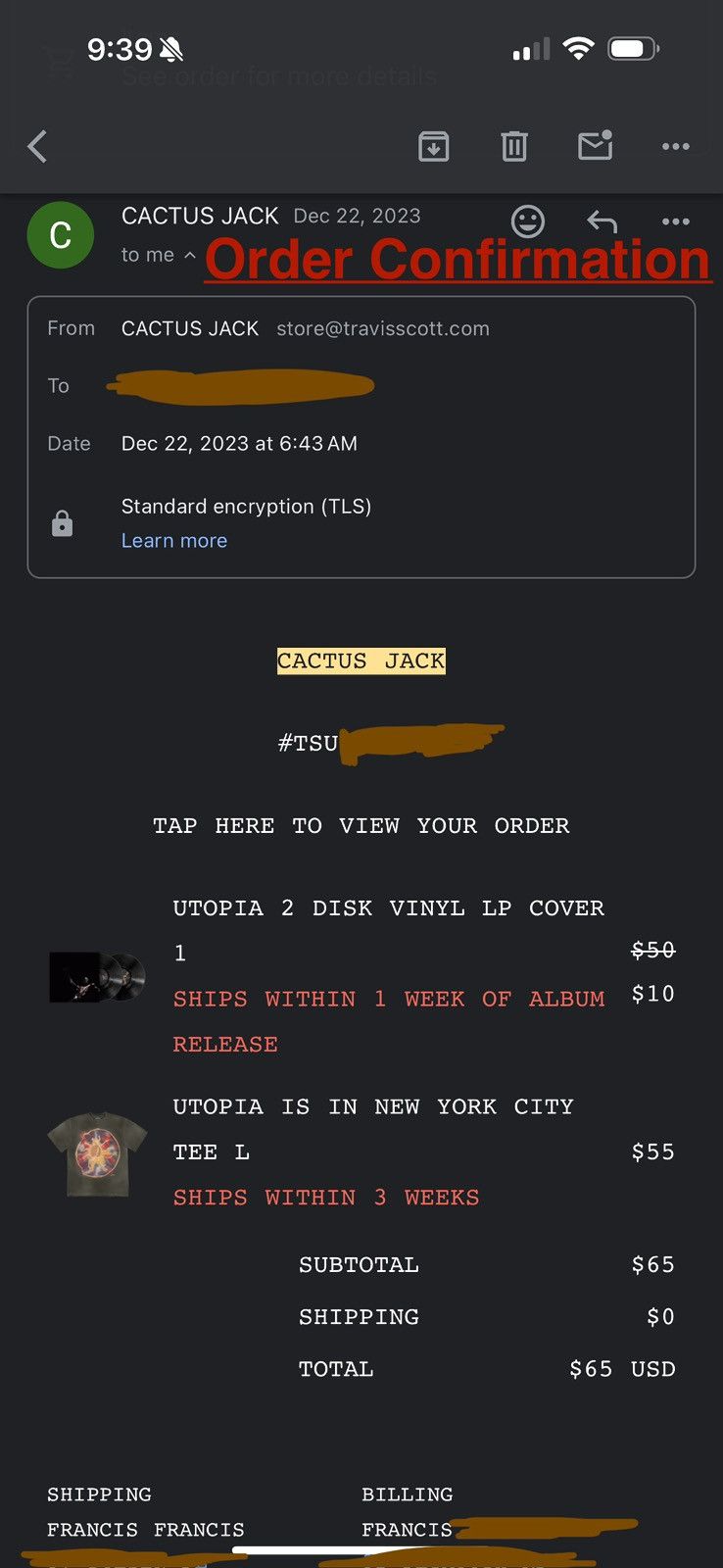 Travis Scott Unique Printing Error Travis Scott T Shirt Size US L / EU 52-54 / 3 - 5 Thumbnail