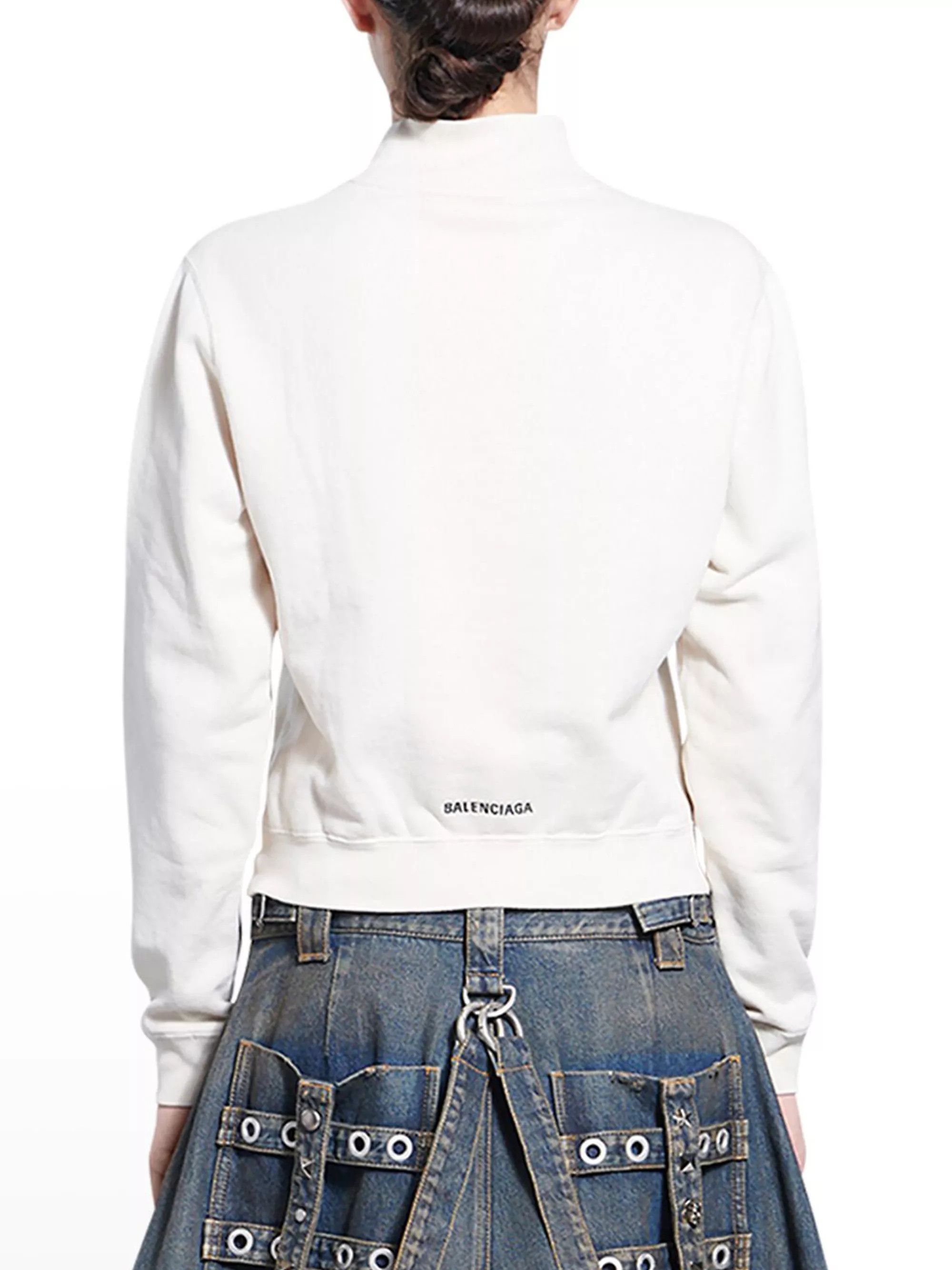 Balenciaga o1bcso1str0525 Back Hem Shrunk Sweatshirt in Chalky White Size M / US 6-8 / IT 42-44 - 6 Thumbnail