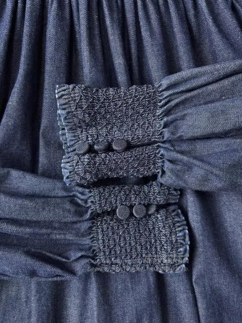 Fendi Fendi Deep Blue Lace High Neck Lantern Sleeve Denim Dress, Size XS / US 0-2 / IT 36-38 - 5 Thumbnail