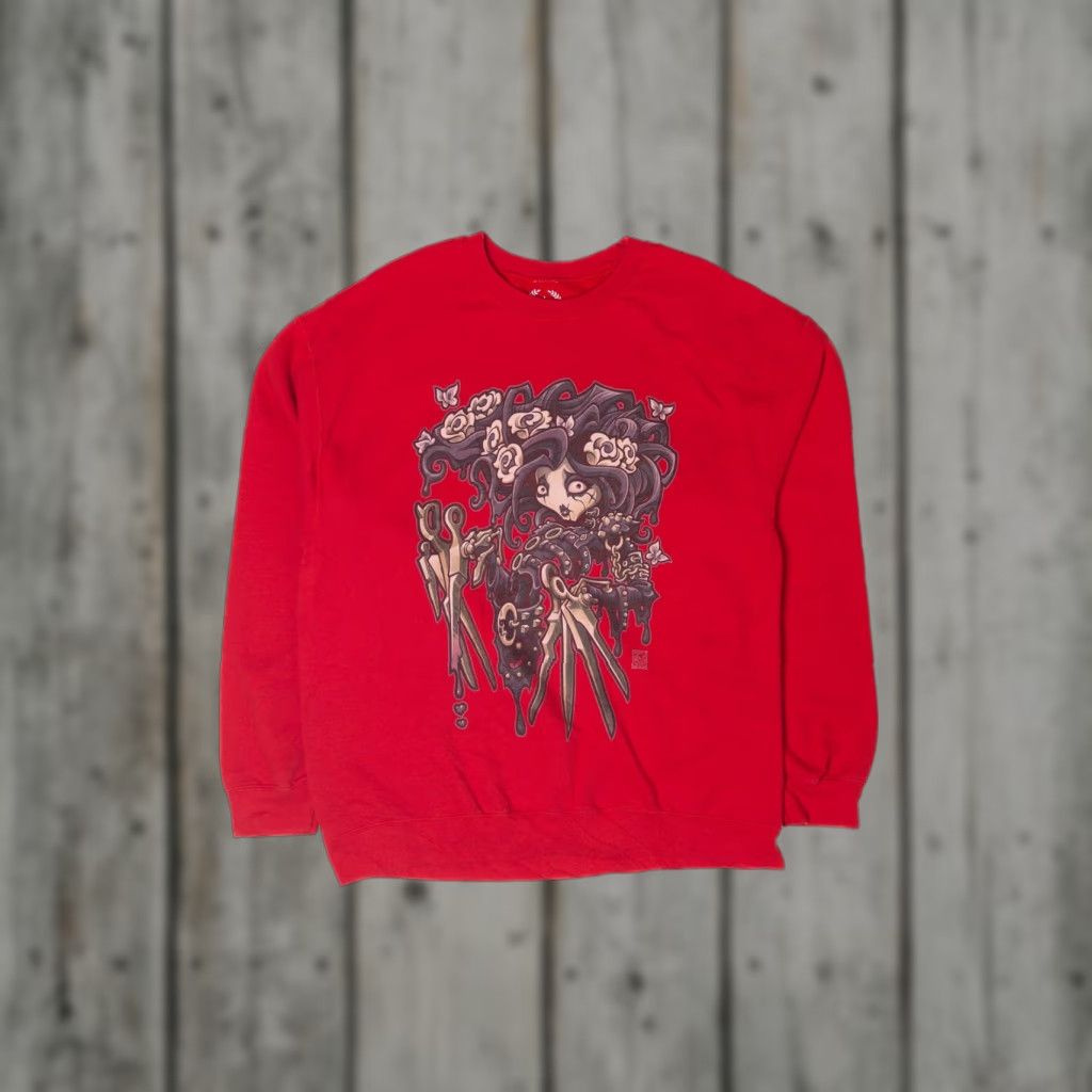 Vintage Recycled Edward Scissorhands Sweatshirt (2010s) Teepublic Large Red Cotton / Polyester Long Sleeve Adult Regular Mens Size US L / EU 52-54 / 3 - 1 Thumbnail