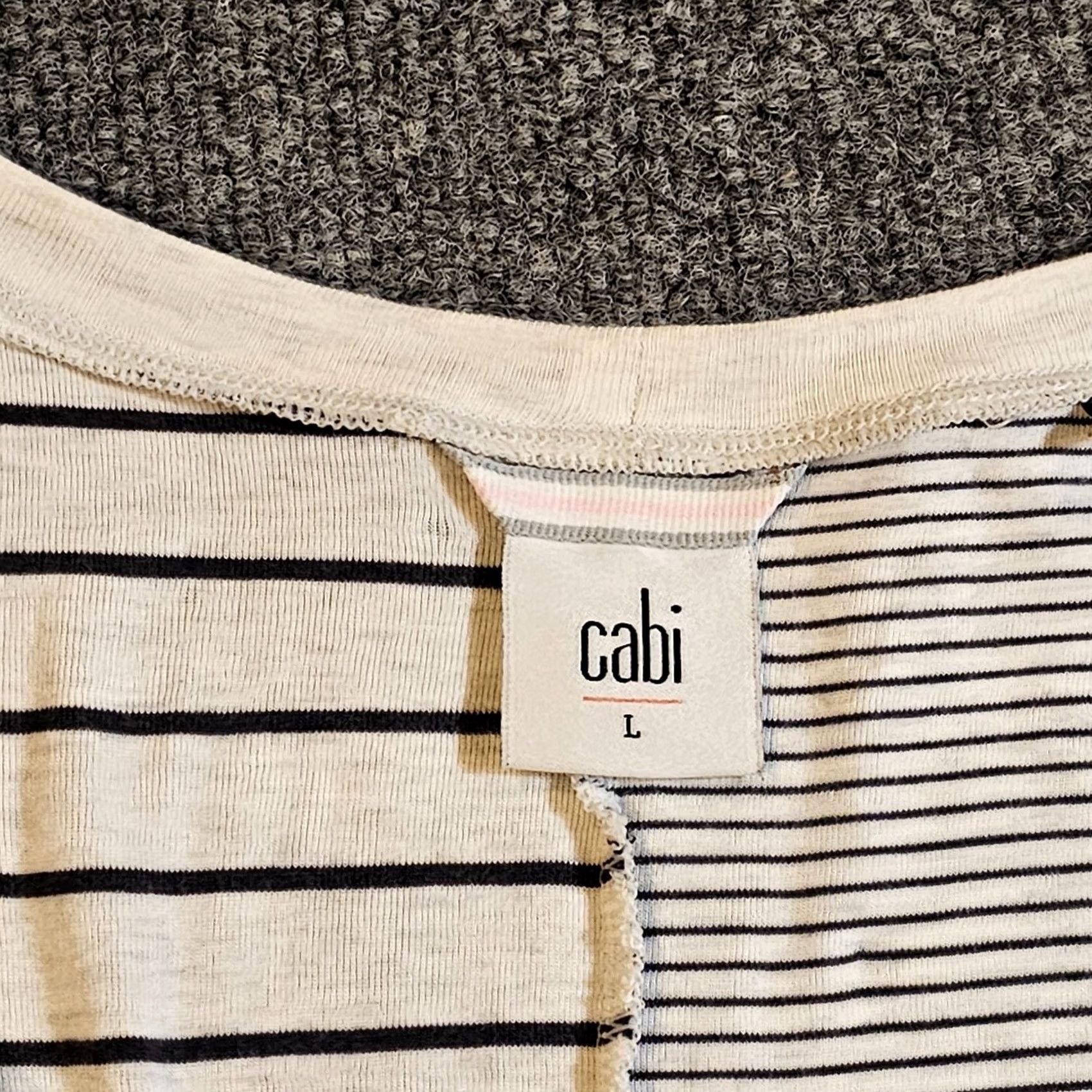 Vintage CAbi Top Shirt Womens Large White Black Striped Stretch Long Sleeve Boxy Casual Size L / US 10 / IT 46 - 3 Thumbnail