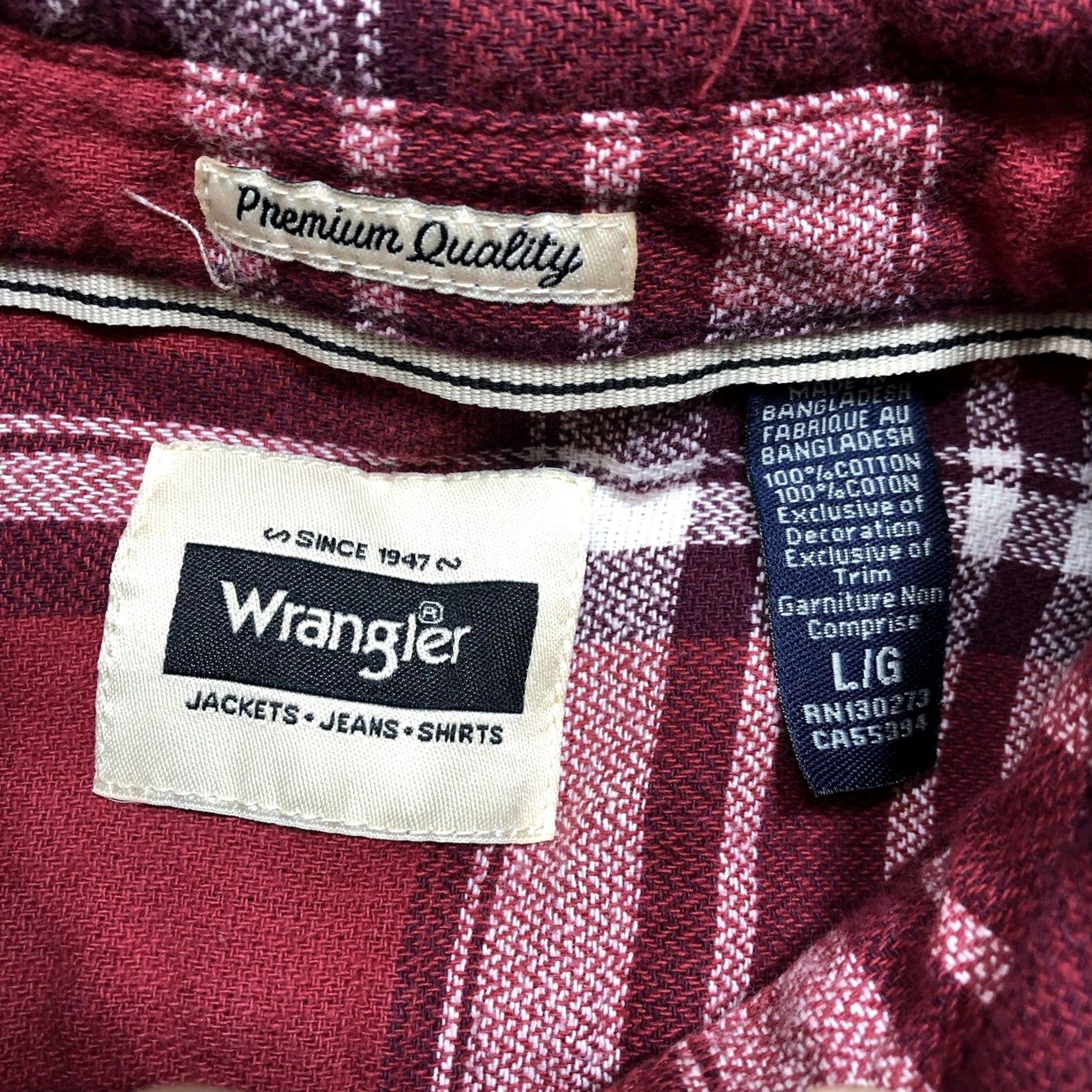 Wrangler VINTAGE Wrangler Red Plaid Men L Pearl Snap Flannel Long Sleeve Shirt Cowboy Size US L / EU 52-54 / 3 - 4 Thumbnail