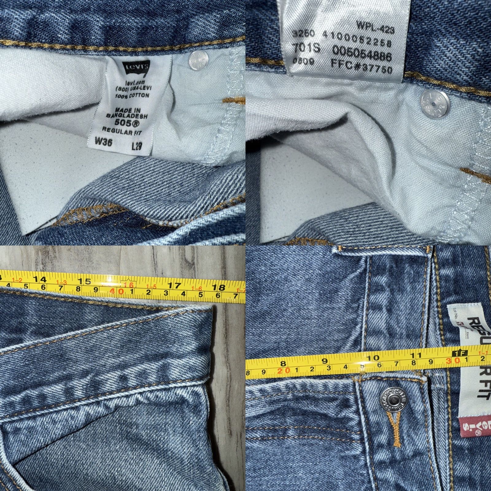 Levi's Levi's 505 Jeans Mens Denim Blue 36X29 Regular Straight 5-Pocket Cotton Denim USA 90s Cowboy Vintage Theme STAGE Size US 36 / EU 52 - 8 Thumbnail