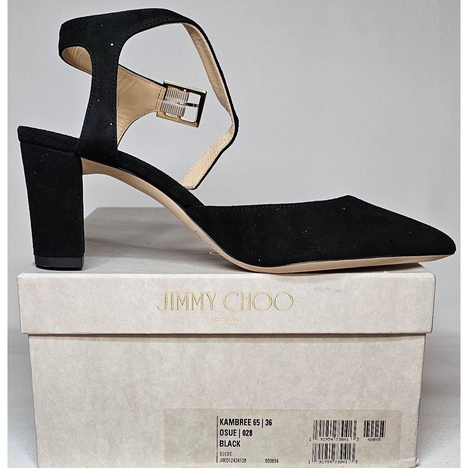 Jimmy Choo Jimmy Choo Black Suede Block Heels Ankle Strap Pointed Toe Size US 6 / IT 36 - 13 Thumbnail