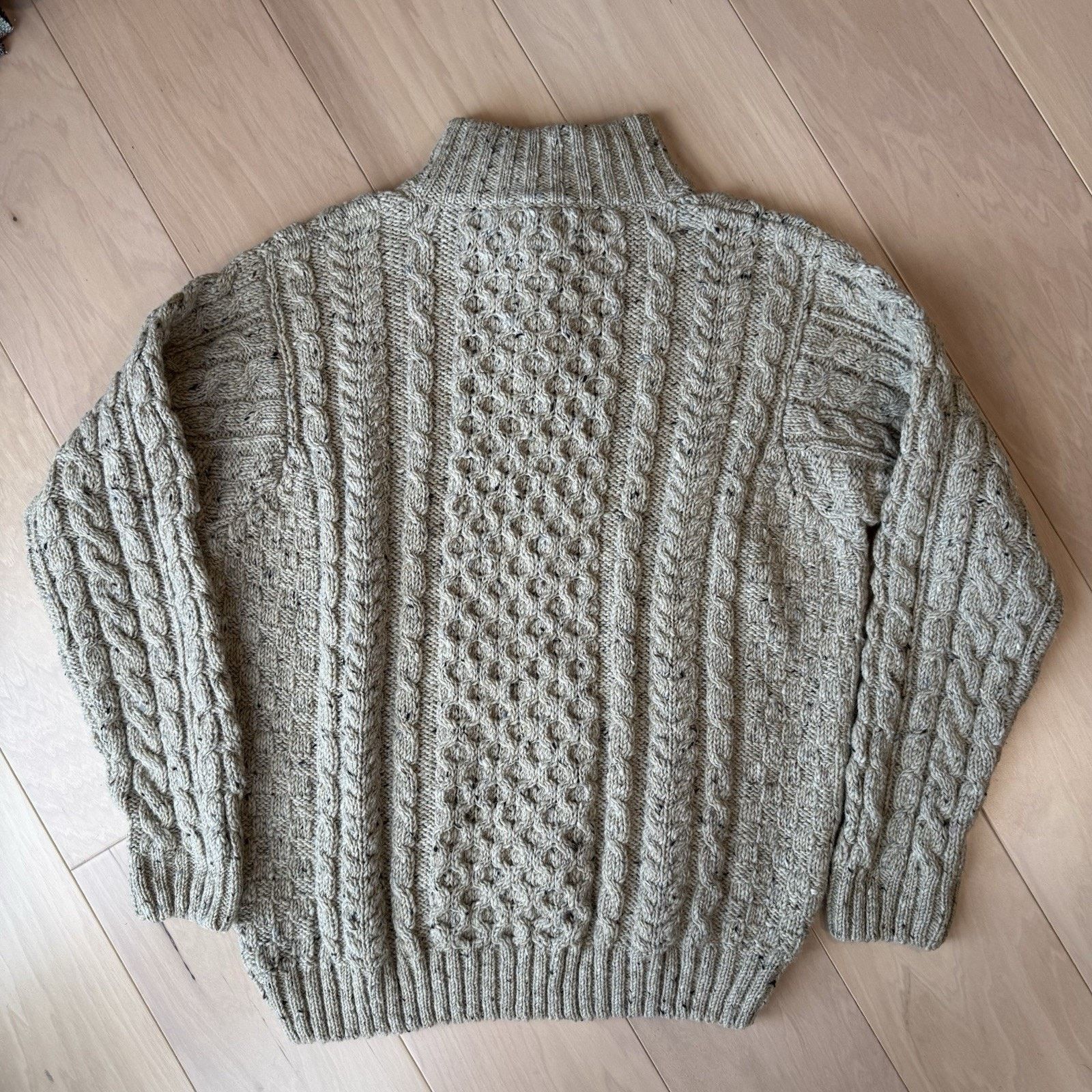 L.L. Bean LL Bean Aran Knit Sweater XL Beige Fisherman Heavy Wool Size US XL / EU 56 / 4 - 8 Thumbnail
