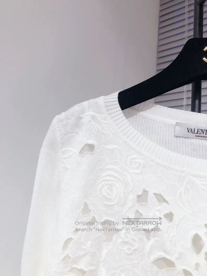 Other Valentino White lace knit top sweater Size S / US 4 / IT 40 - 3 Thumbnail
