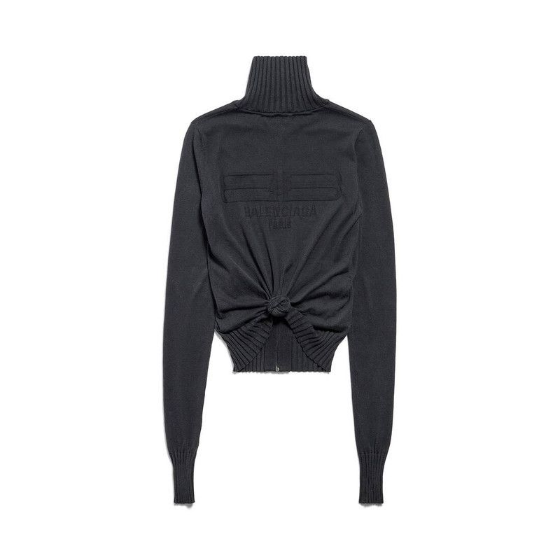 Balenciaga o1s1wg110126 BB Paris Icon Knotted Fitted Zip-Up Jacket Size S / US 4 / IT 40 - 6 Thumbnail