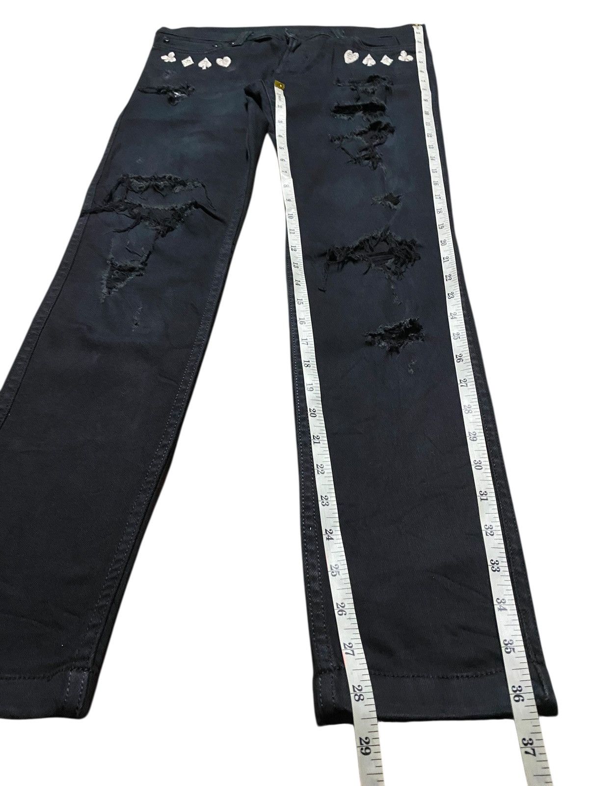 Japanese Brand Edgy Black RNA inc Ripped Ace Card Embroidery Skinny Jeans Size US 31 - 17 Thumbnail