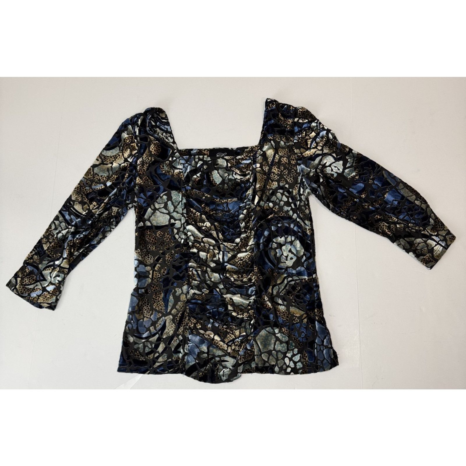 Other Vintage Velvet Burnout Libra Top Blue Y2K Goth Witchy Med Size M / US 6-8 / IT 42-44 - 1 Thumbnail