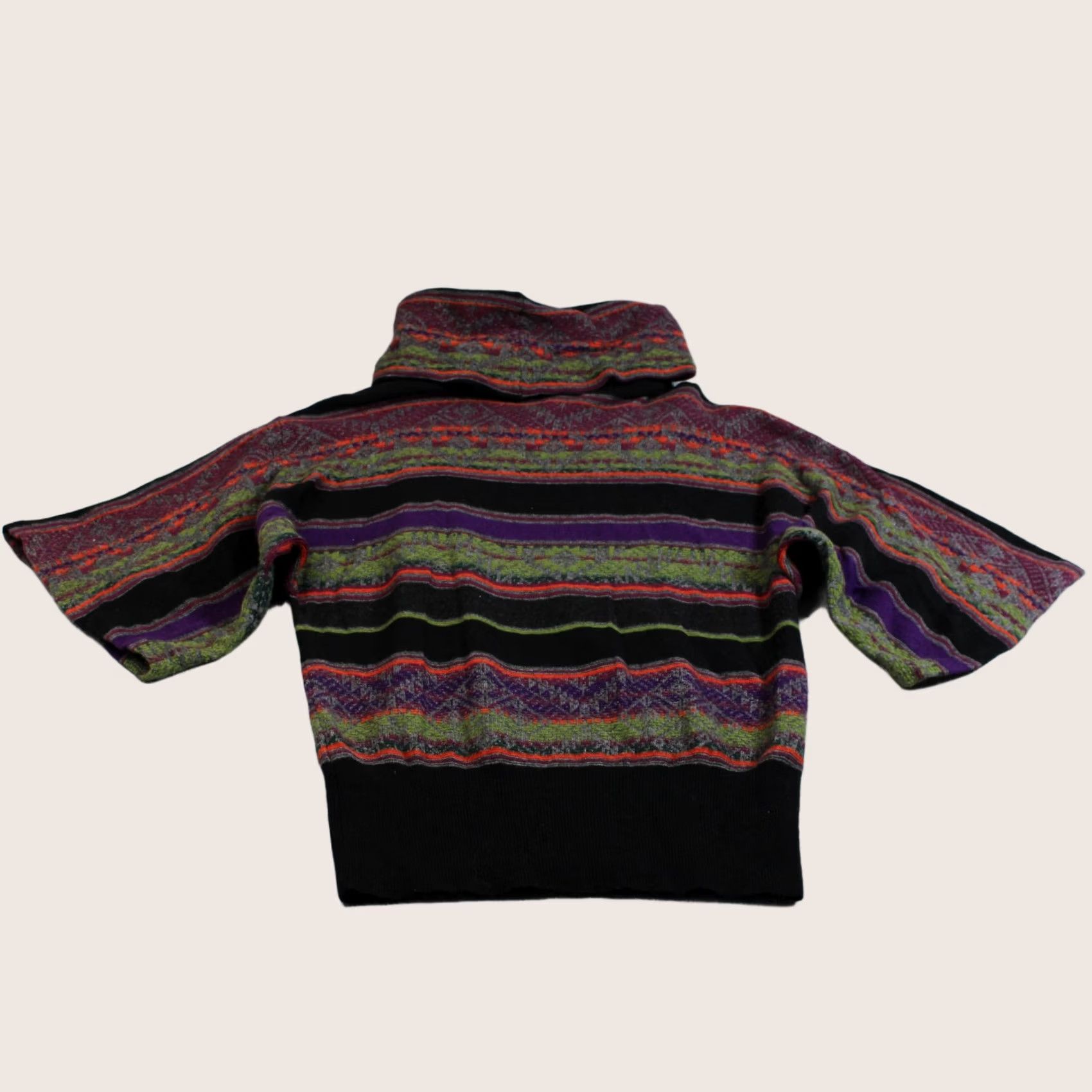Ralph Lauren Lauren Ralph Lauren Sweater Women L Black Cowl Neck Striped Boho Lagenlook Pullover Dolman Sleeve Knit Tight-Knit Fall Casual Womens Size L / US 10 / IT 46 - 1 Thumbnail