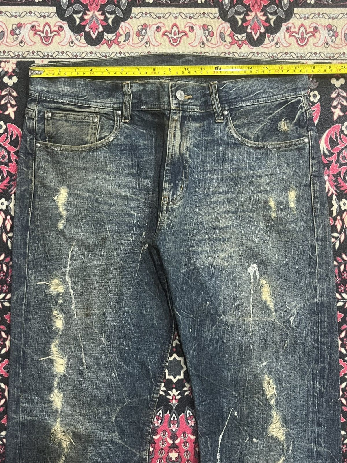 Tornado Mart Vintage Japanese Agate Distress Paint Splattered Flare Jeans Size US 34 / EU 50 - 10 Thumbnail