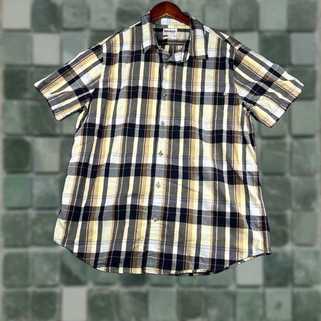 Timberland Timberland Plaid Shirt Regular Fit Short Sleeve Button-Up XL Mens Multicolor Black Gold Pocket Size US XL / EU 56 / 4 - 1 Thumbnail