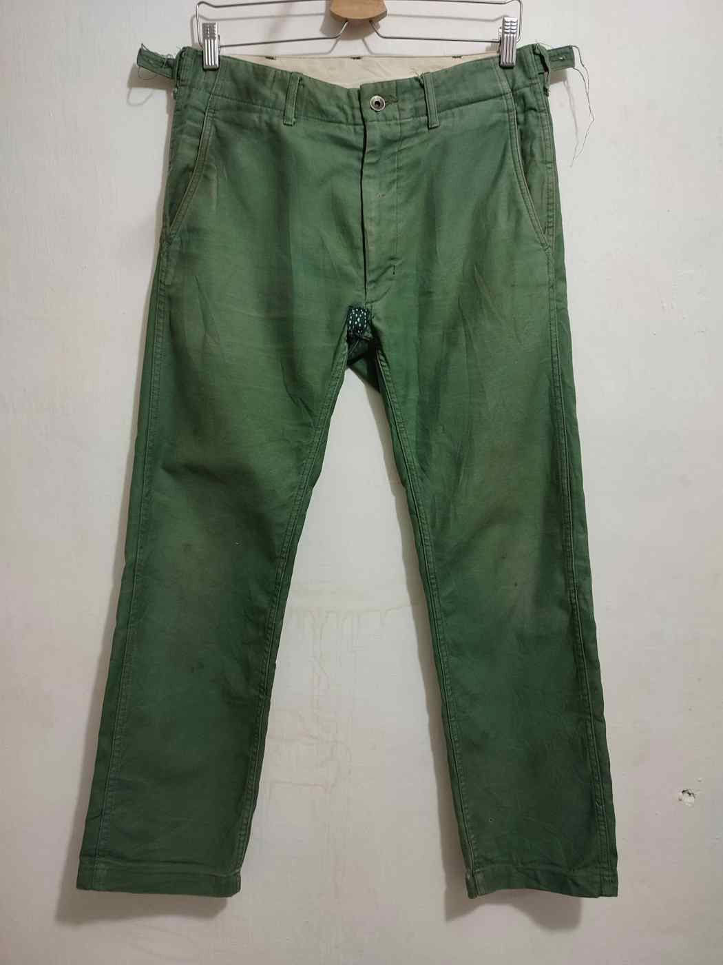 image of Engineered Garments Olive Cropped Worker Pants, Men's (Size 30)