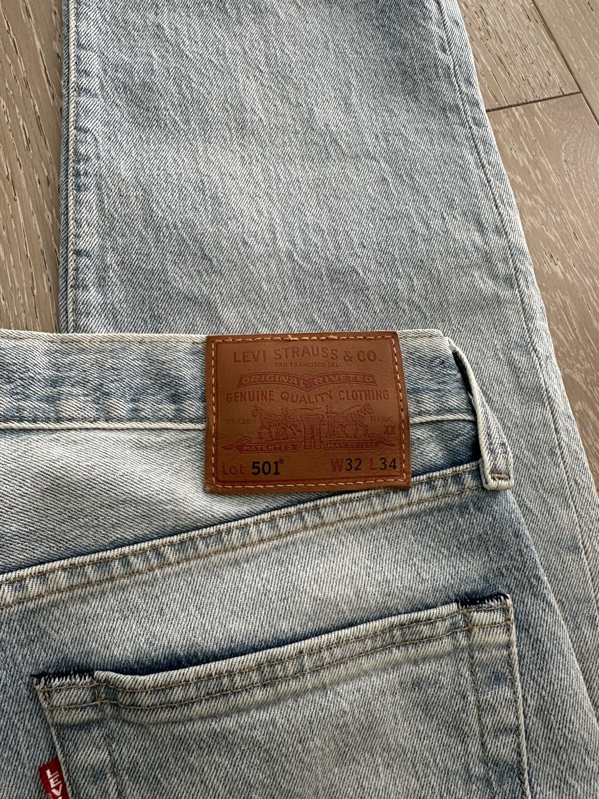 Levi's Levi’s 501 Denim Regular Fit Jeans Light Blue 32x34 Size US 32 / EU 48 - 3 Thumbnail