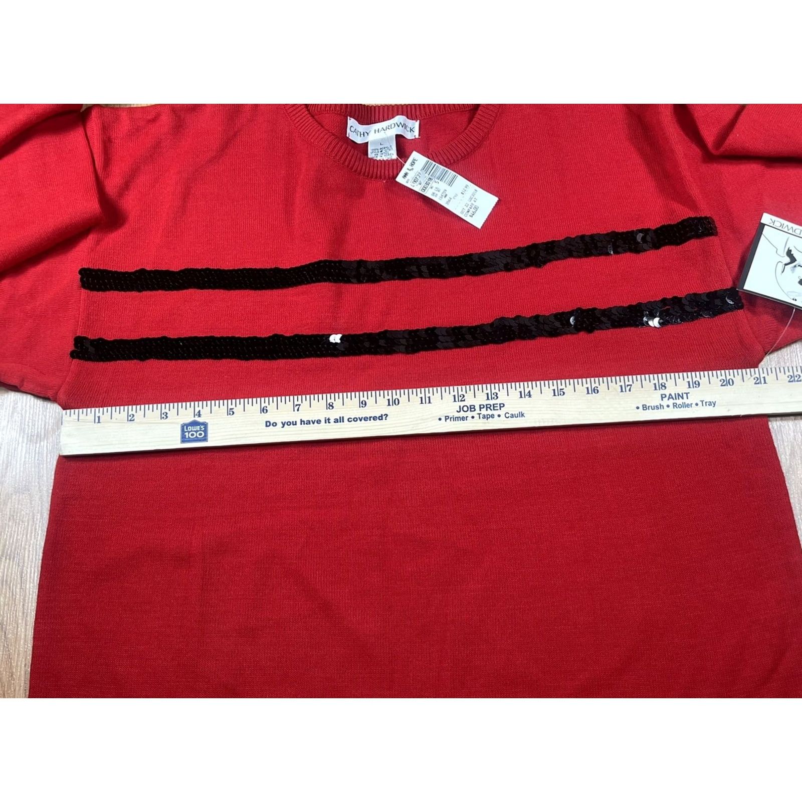 Vintage Cathy Hardwick Women’s Red Round Neck 3/4 Sleeve Knit Sweater Pullover Size L Size L / US 10 / IT 46 - 6 Thumbnail