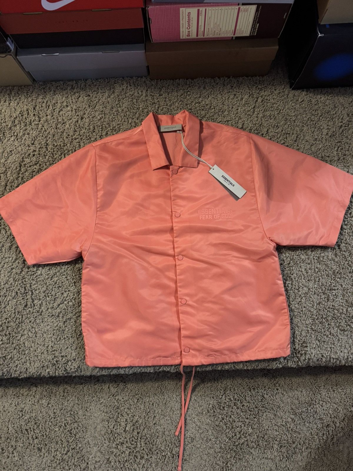 Essentials Coral Fear Of God Essential Nylon Button Up Shirt Size US S / EU 44-46 / 1 - 1 Thumbnail