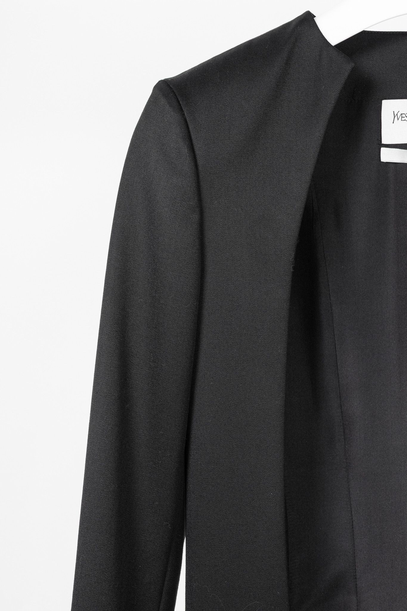 Yves Saint Laurent Yves Saint Laurent SS12 Black Wool Open-Front Blazer Size L / US 10 / IT 46 - 5 Thumbnail