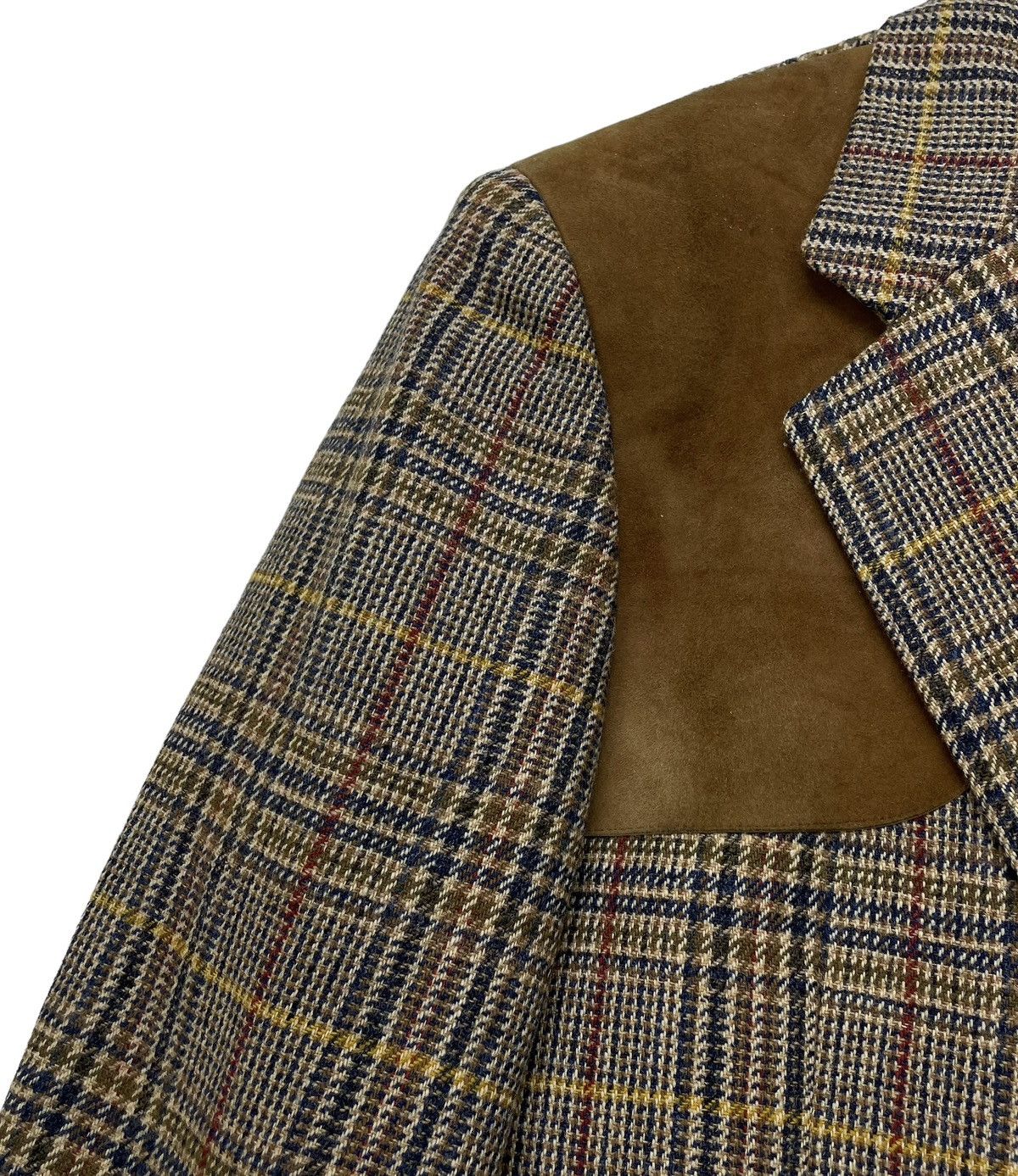 Burberry 🔥Vintage Burberrys Leather Part Checked Double Elbow Jacket Size US M / EU 48-50 / 2 - 4 Thumbnail