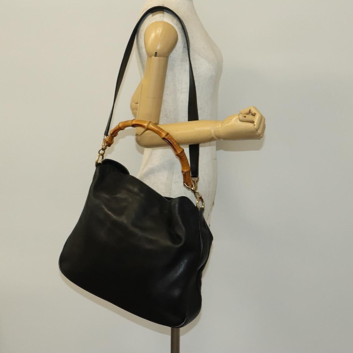 Gucci GUCCI Bamboo Shoulder Bag Leather Black Gold 001 001 Size ONE SIZE - 22 Thumbnail
