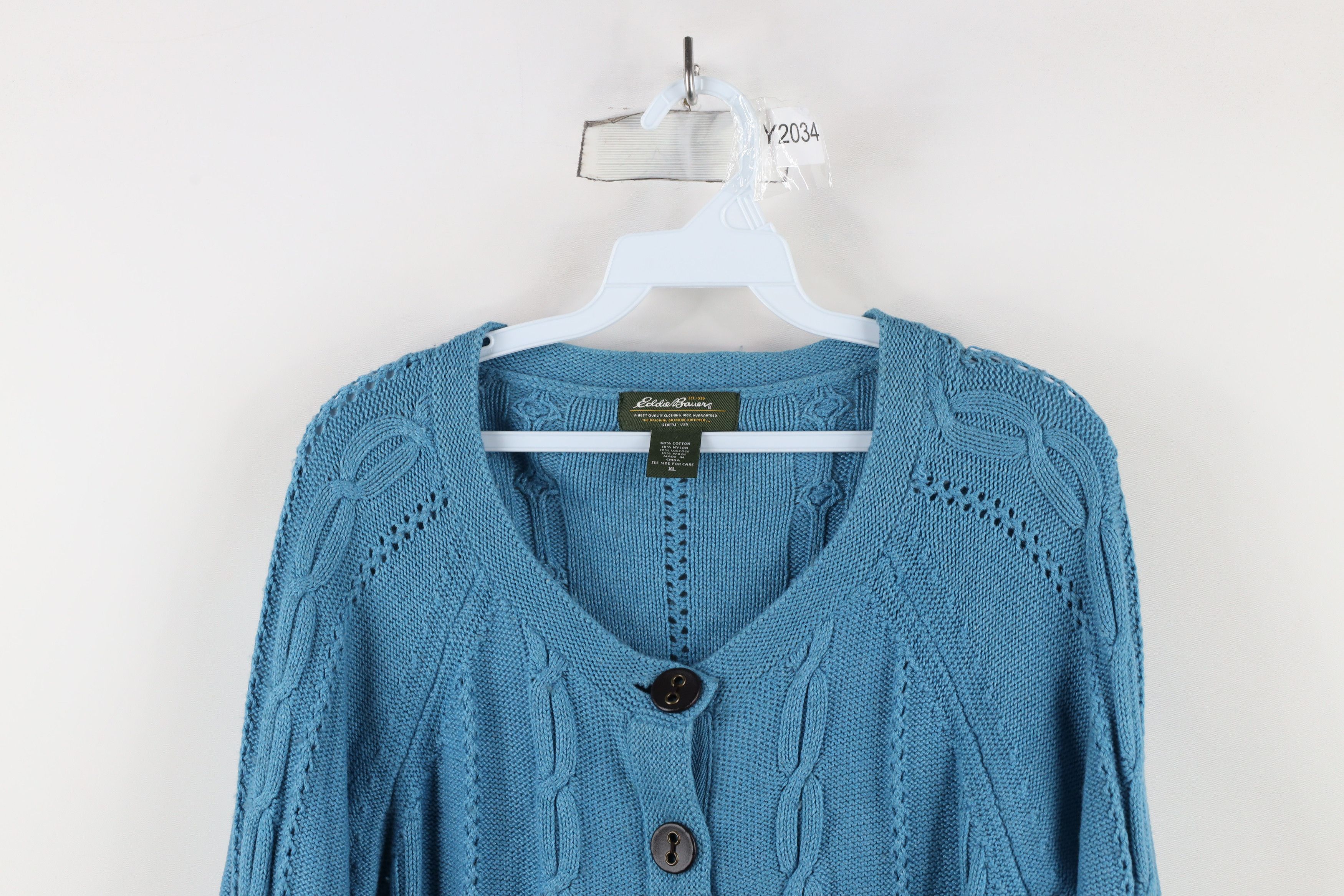 Eddie Bauer × Vintage Vintage Eddie Bauer Wool Blend Cable Knit Cardigan Sweater Size XL / US 12-14 / IT 48-50 - 2 Thumbnail