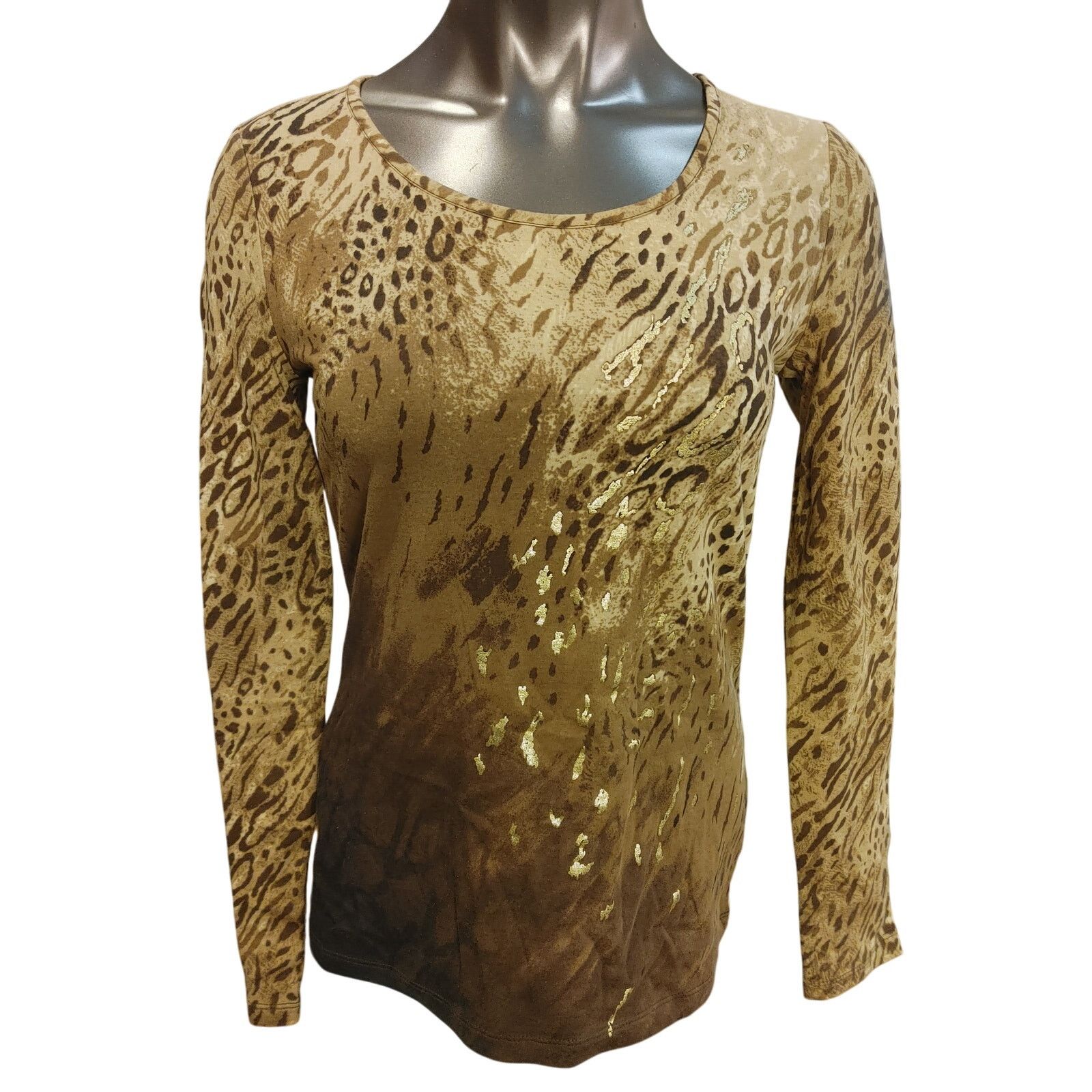 Jones New York Jones NY Sport Women S Stretch Tan LongSleeve Round Neck Top Size S / US 4 / IT 40 - 1 Thumbnail