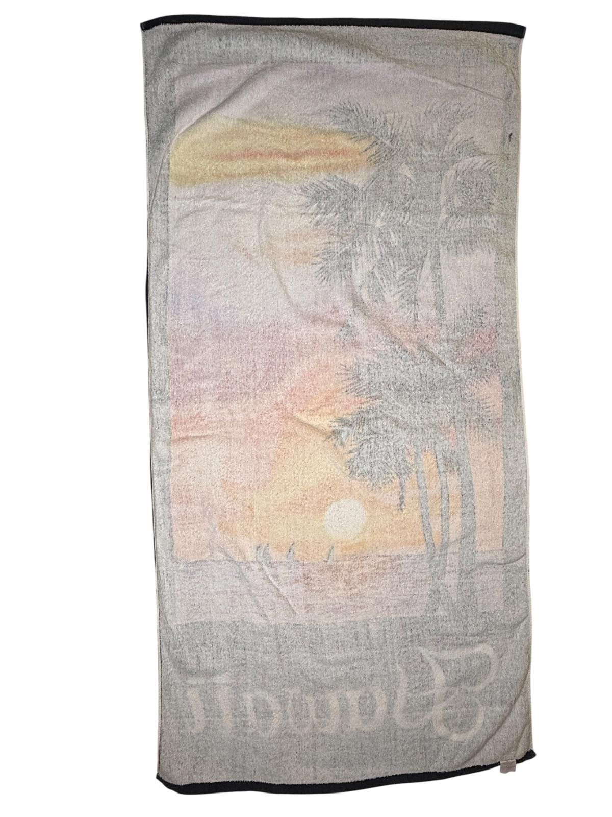Designer Vintage Hawaii Sunset Beach Towel with Palm Tree Silhouette Size ONE SIZE - 2 Thumbnail
