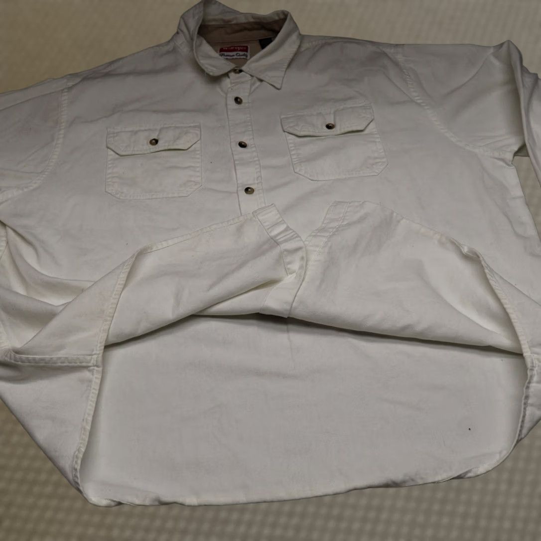 Wrangler Wrangler Cotton Work Shirt Mens XL White Long Sleeve Classic Button Up Western Casual Size US XL / EU 56 / 4 - 1 Thumbnail