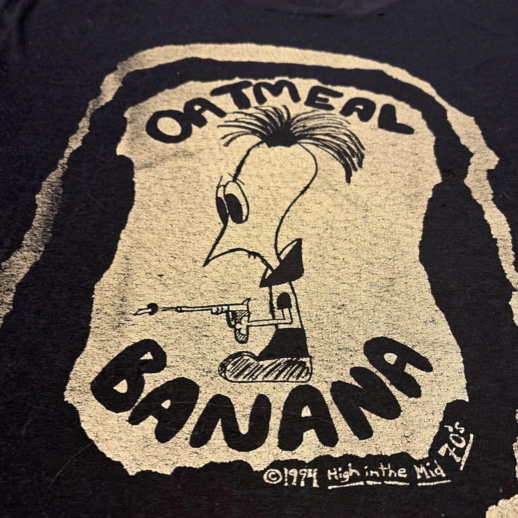 Vintage VINTAGE Obscure Art “Oatmeal Banana” Skater Stoner Paper Thin T-Shirt XL Men Black High In The Mid 70’s Shirt Art 1994 90s Size US XL / EU 56 / 4 - 4 Thumbnail