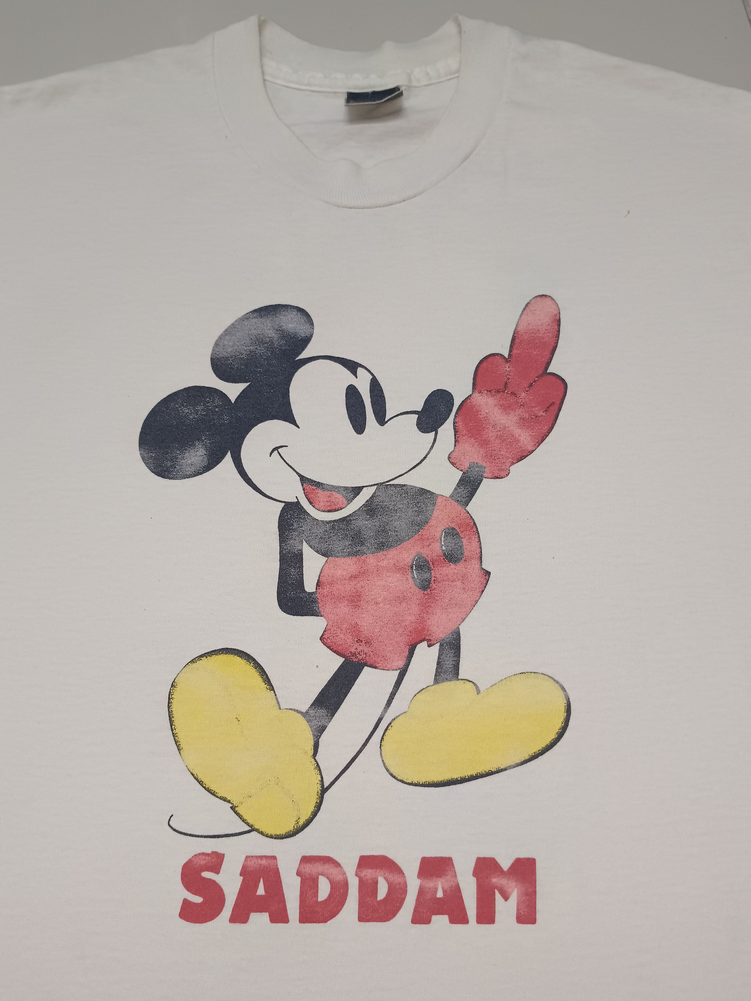 Band Tees Vintage 80s Mickey Mouse F#ck Saddam Hussein T-Shirt Size US XL / EU 56 / 4 - 2 Thumbnail