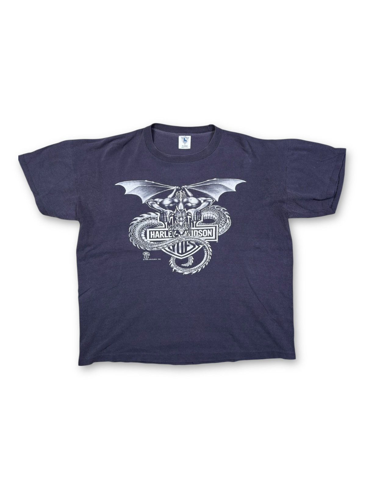 Vintage *RARE* HARLEY DAVIDSON VINTAGE 1988 HOLOUBEK DRAGON FADED Size US XL / EU 56 / 4 - 1 Thumbnail