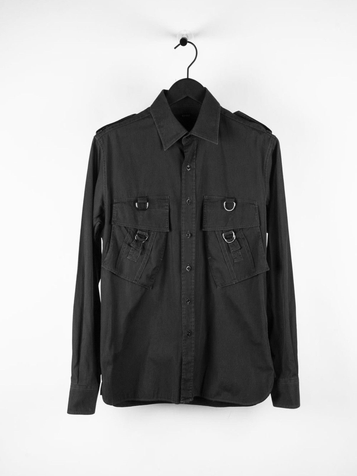 Gucci Gucci by Tom Ford SS2002 Diagonal Pocket Military Shirt Size US L / EU 52-54 / 3 - 1 Thumbnail