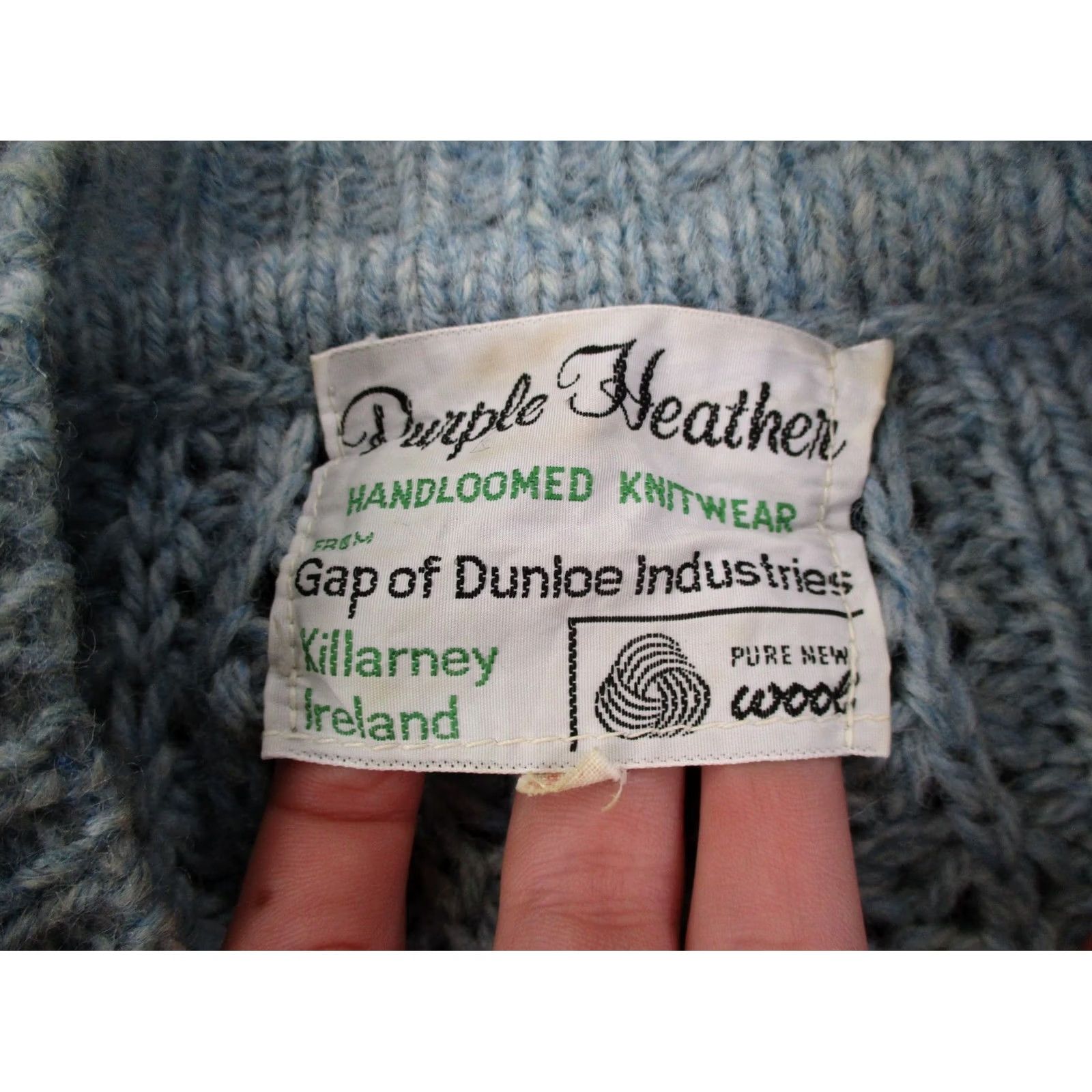 Gap VINTAGE Purple Heather Gap Of Dunloe Sweater Womens L Crew Neck Cable-Knit Wool Blue Heather Cardigan Size L / US 10 / IT 46 - 6 Thumbnail