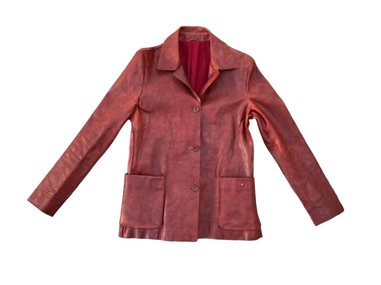 image of Vintage Henry Cuir Italy Patina Calf Leather Jacket, Men's (Size Medium)