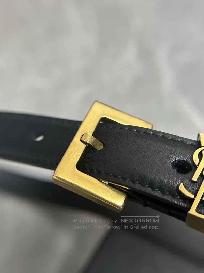 Saint Laurent Paris Saint Laurent Paris Black gold logo emblem needle buckle b Size ONE SIZE - 9 Thumbnail