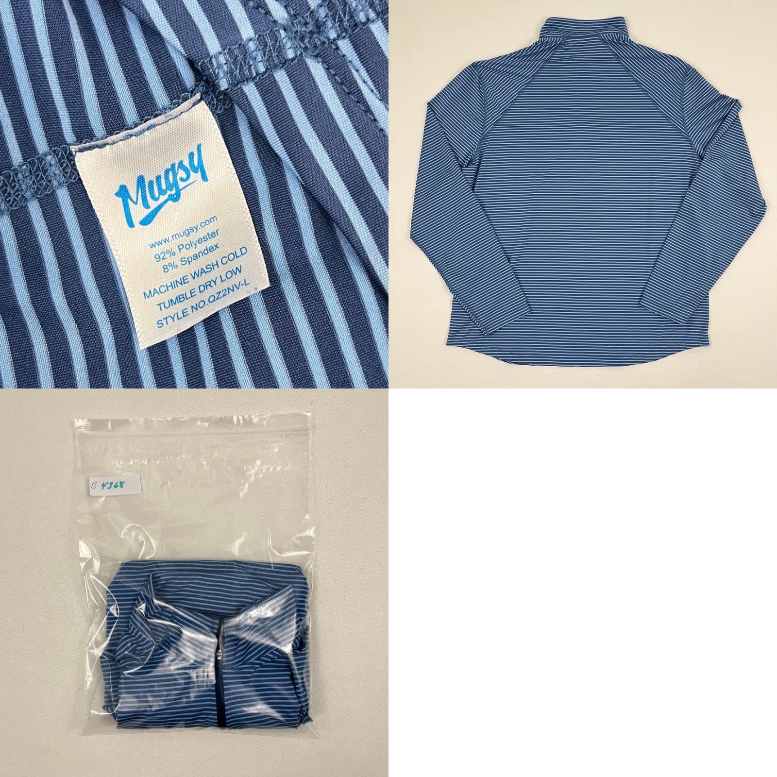 Vintage Mugsy Pullover Mens L Blue Striped Active Quarter Zip Performance Stretch Golf Size US L / EU 52-54 / 3 - 8 Thumbnail