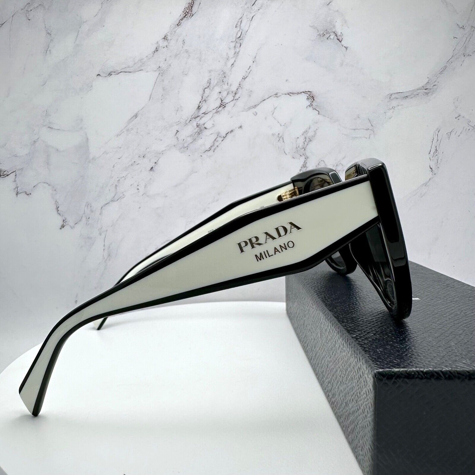Prada New PRADA Sunglasses Symbole Black White Gold Metallic Logo Size ONE SIZE - 5 Thumbnail