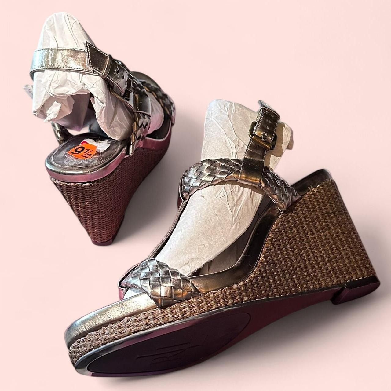 Ralph Lauren Lauren by Ralph Lauren NWT Metallic Raffia Wedges 9.5US Size US 9.5 / IT 39.5 - 6 Thumbnail