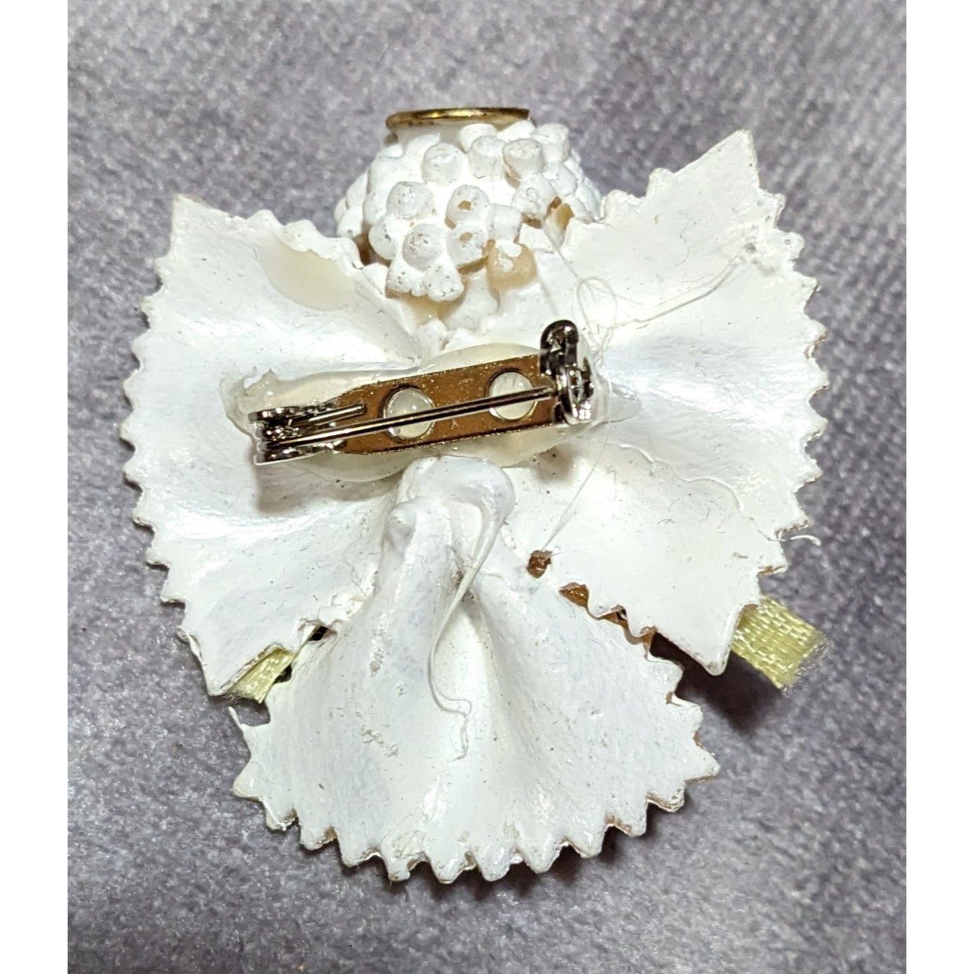 Other Vintage White Painted Pasta Floral Angel Brooch Size ONE SIZE - 8 Thumbnail