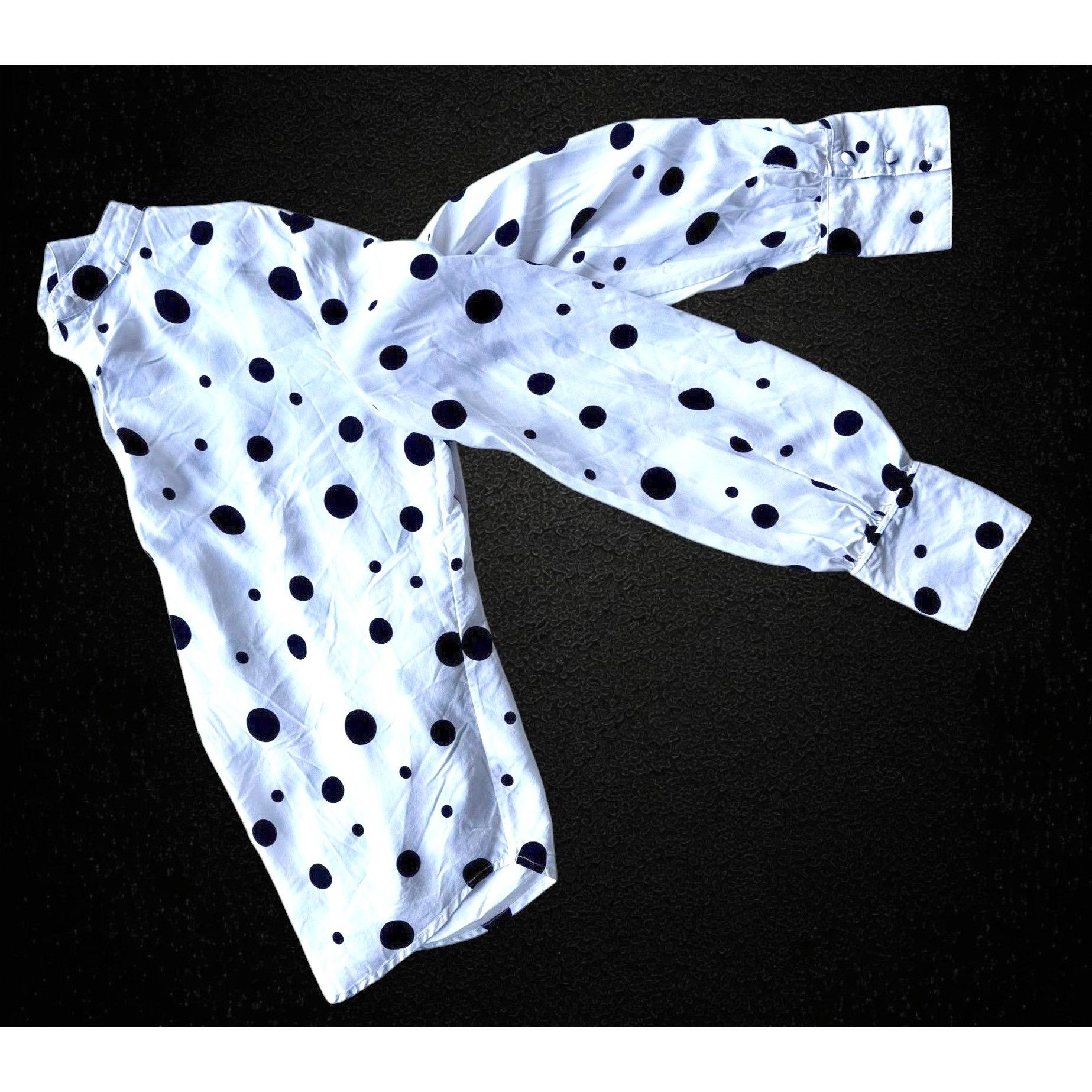 Designer × Vintage Adriano Goldschmied Shirt Sz S White Black Dots Modal Collar Size S / US 4 / IT 40 - 7 Thumbnail