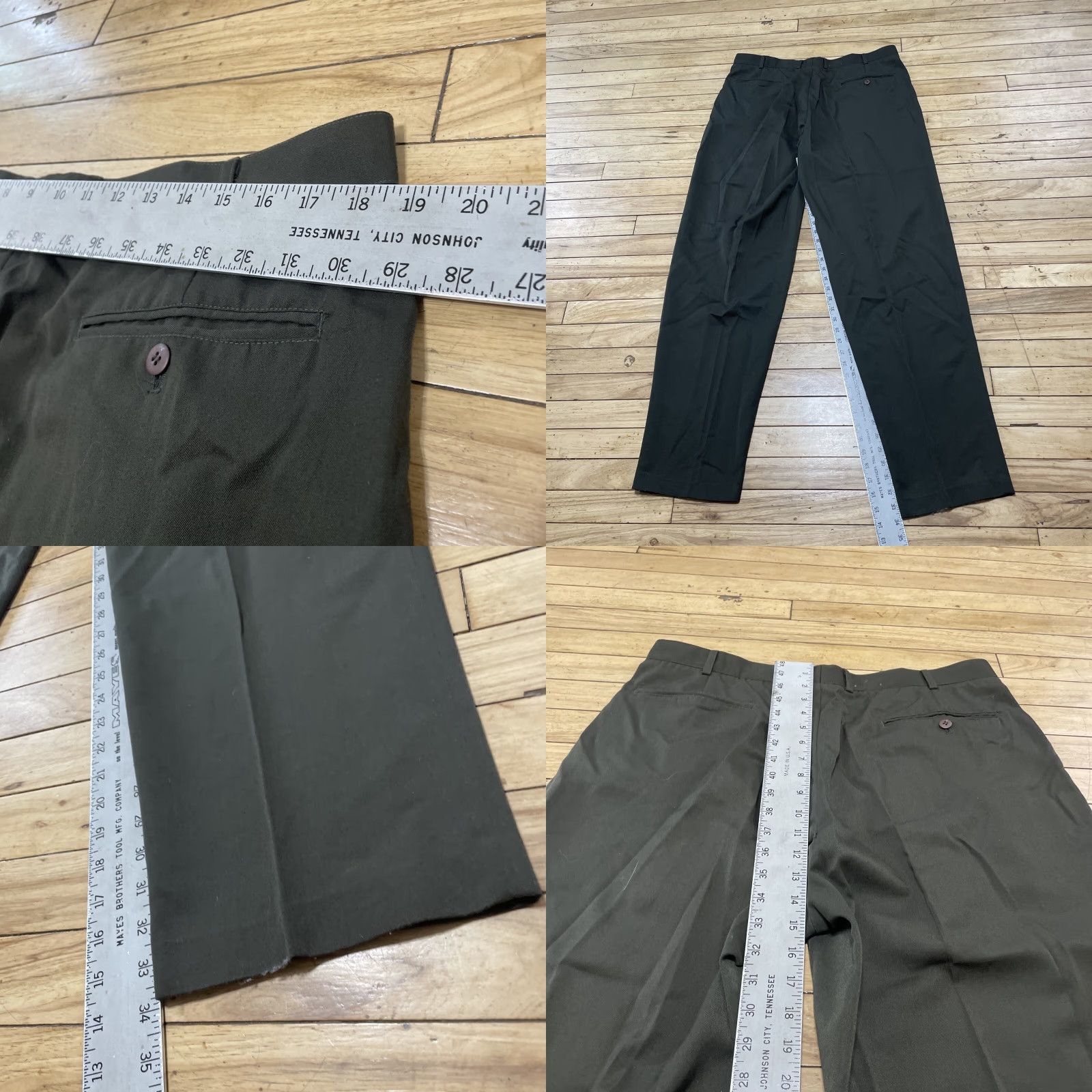 Vintage VINTAGE OG Classics Pants Men 38 34 Green 90s Retro Pleated Trousers Dress Pants Mens Regular Straight 37x34 Size US 38 / EU 54 - 8 Thumbnail