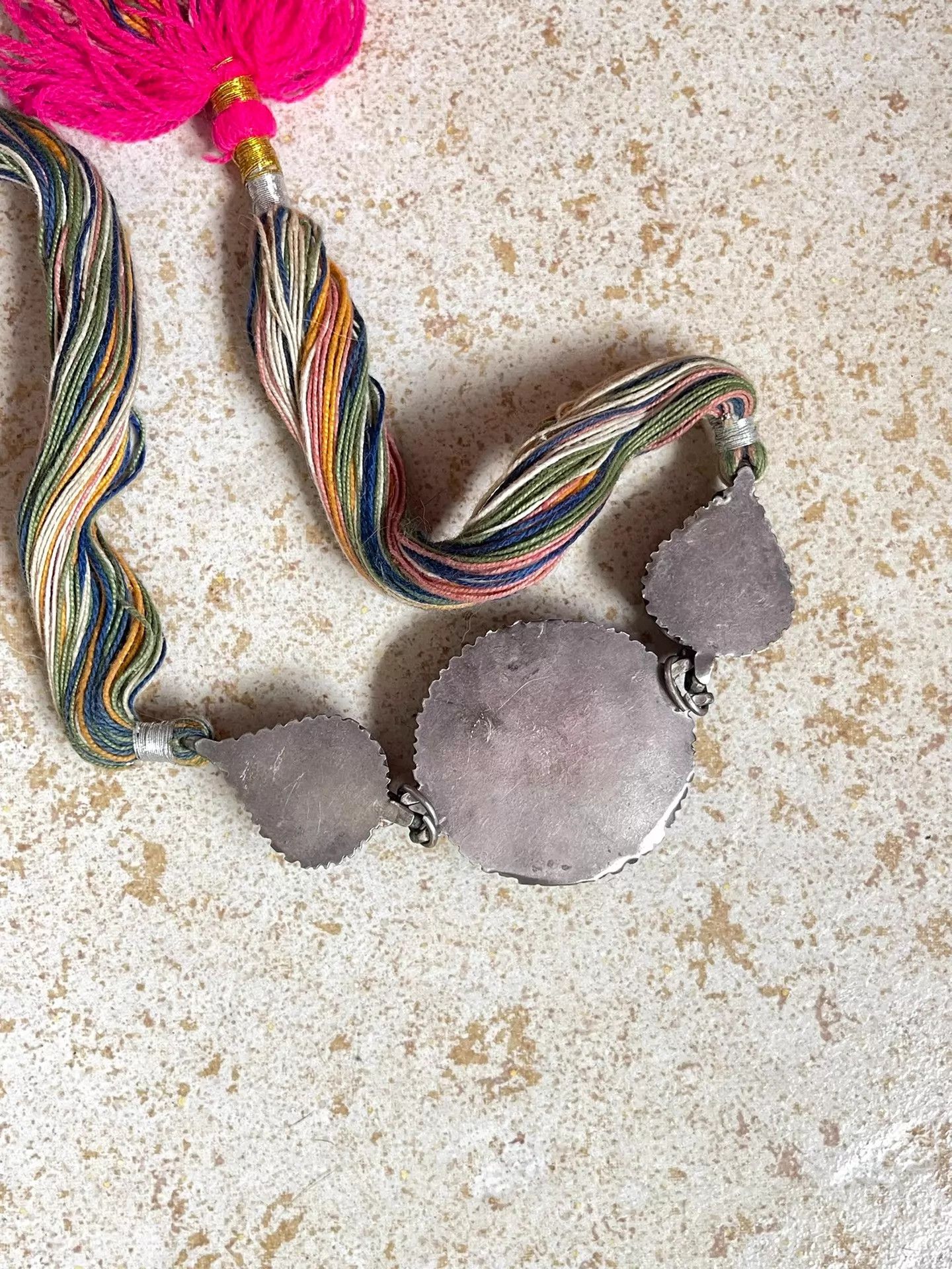 Other Afghan Old Silver Emerald Glass Colorblocked Exotic Choker Size ONE SIZE - 5 Thumbnail