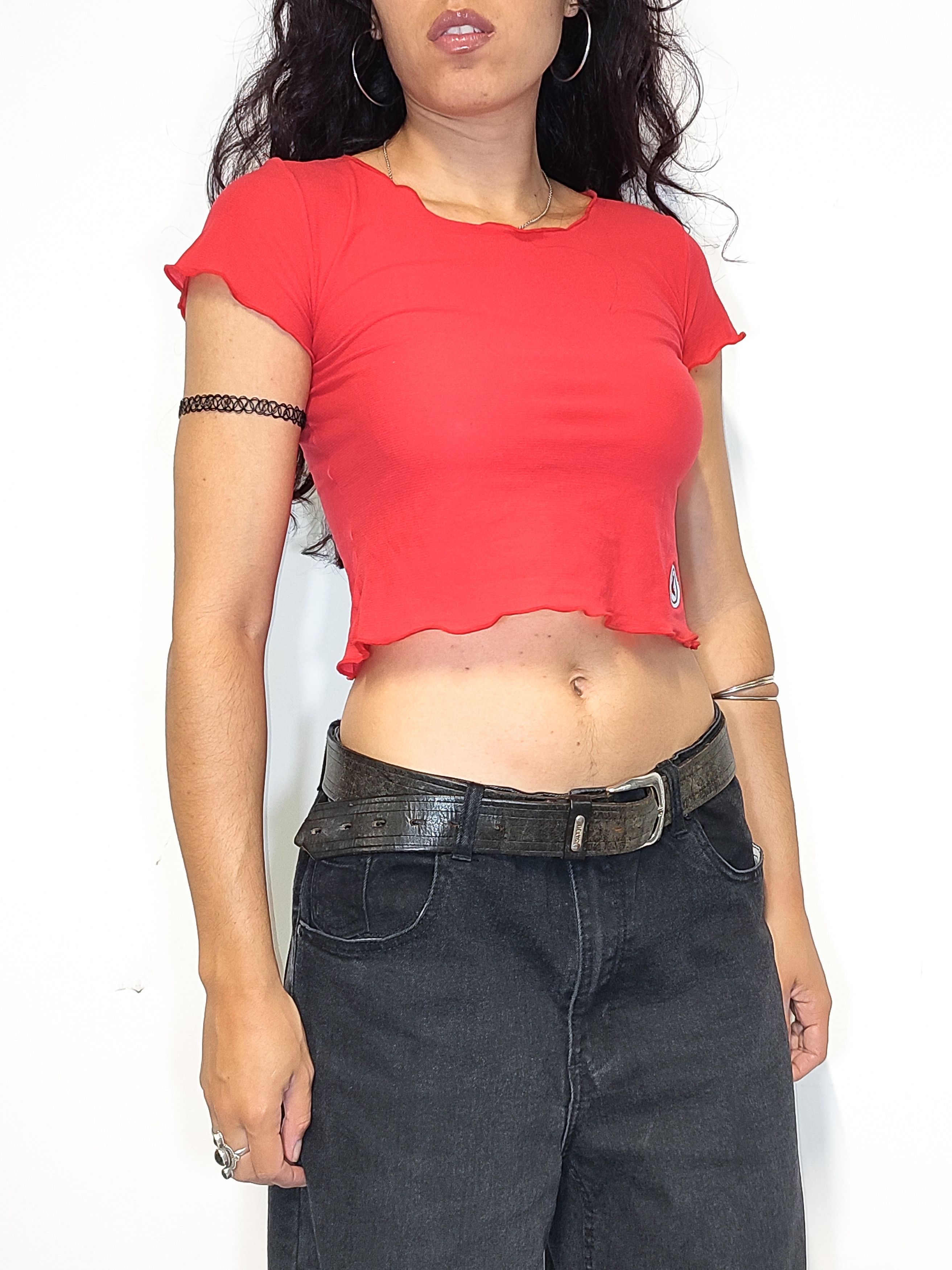 Vintage Vintage Y2k Rave See Through Red Mesh Tshirt Size S / US 4 / IT 40 - 3 Thumbnail