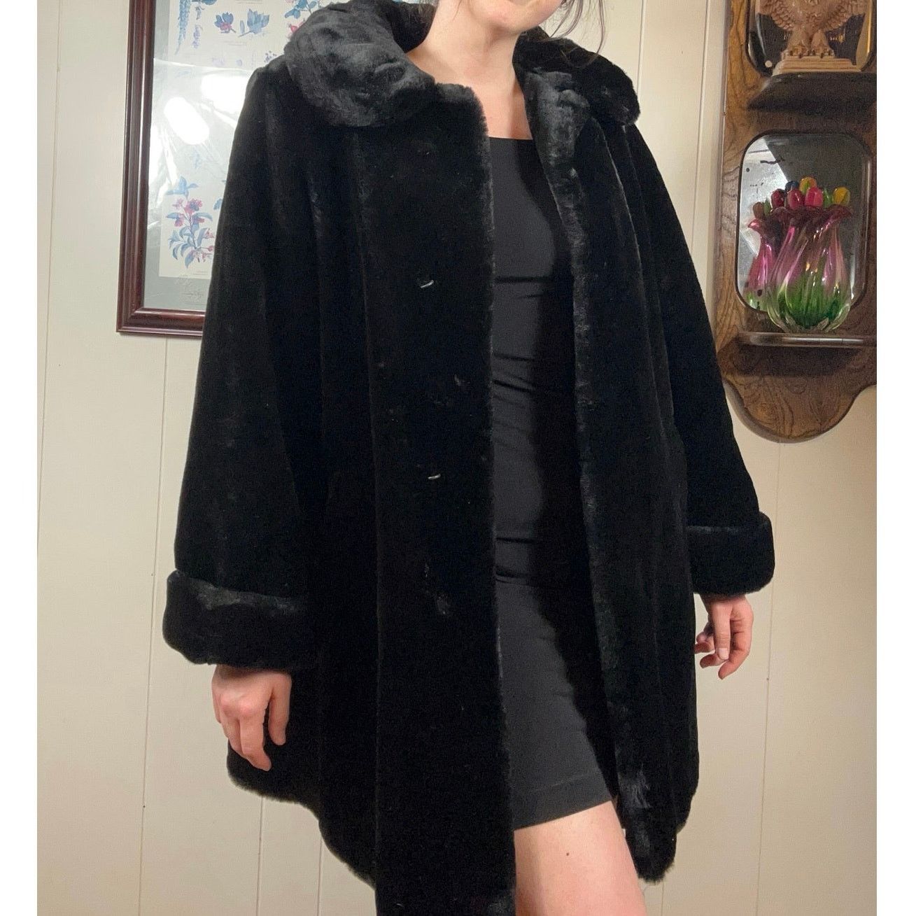 Vintage Vintage 90s Y2K Womens Small Black Faux Fur Teddy Coat Size S / US 4 / IT 40 - 2 Thumbnail