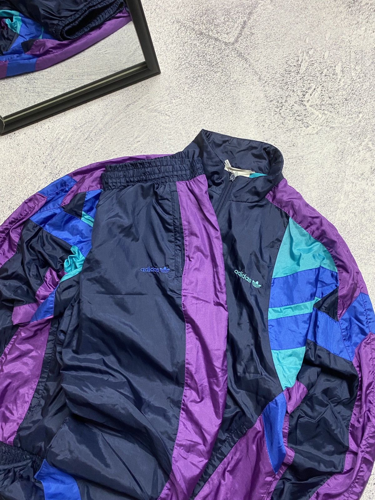 Adidas × Vintage Vintage Adidas Multicolour Nylon Tracksuit Set Jacket Pants Size US M / EU 48-50 / 2 - 4 Thumbnail