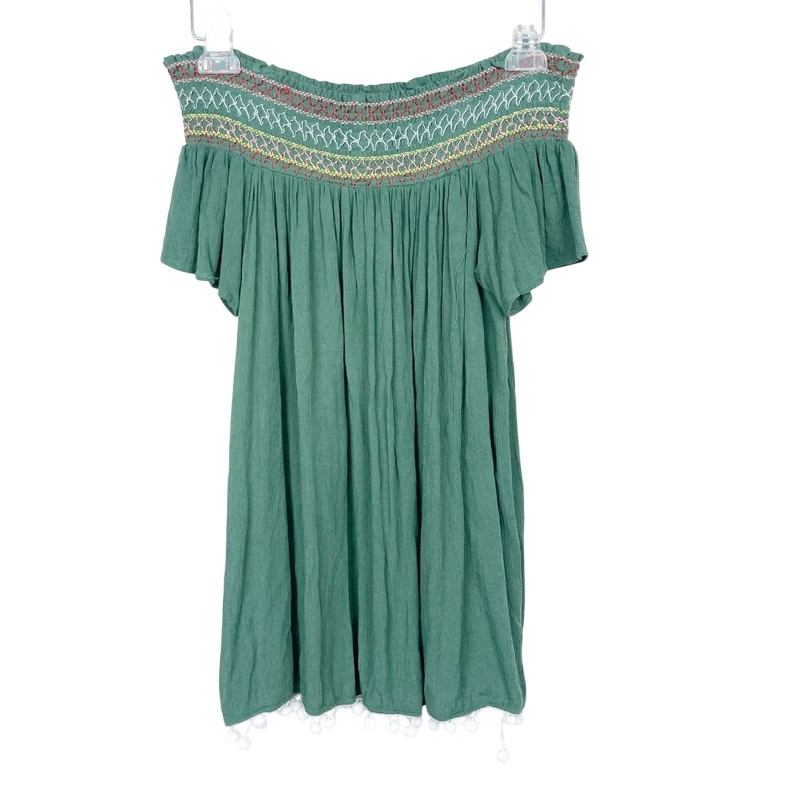 Other Francesca's Green Embroidered Off The Shoulder Top Sz S Size S / US 4 / IT 40 - 4 Thumbnail