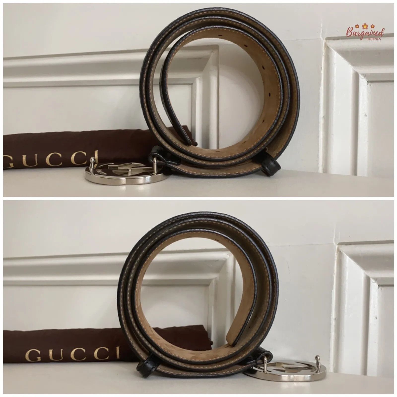 Gucci Gucci Black Guccissima Leather Silver Interlocking G Belt Size 34 - 10 Thumbnail
