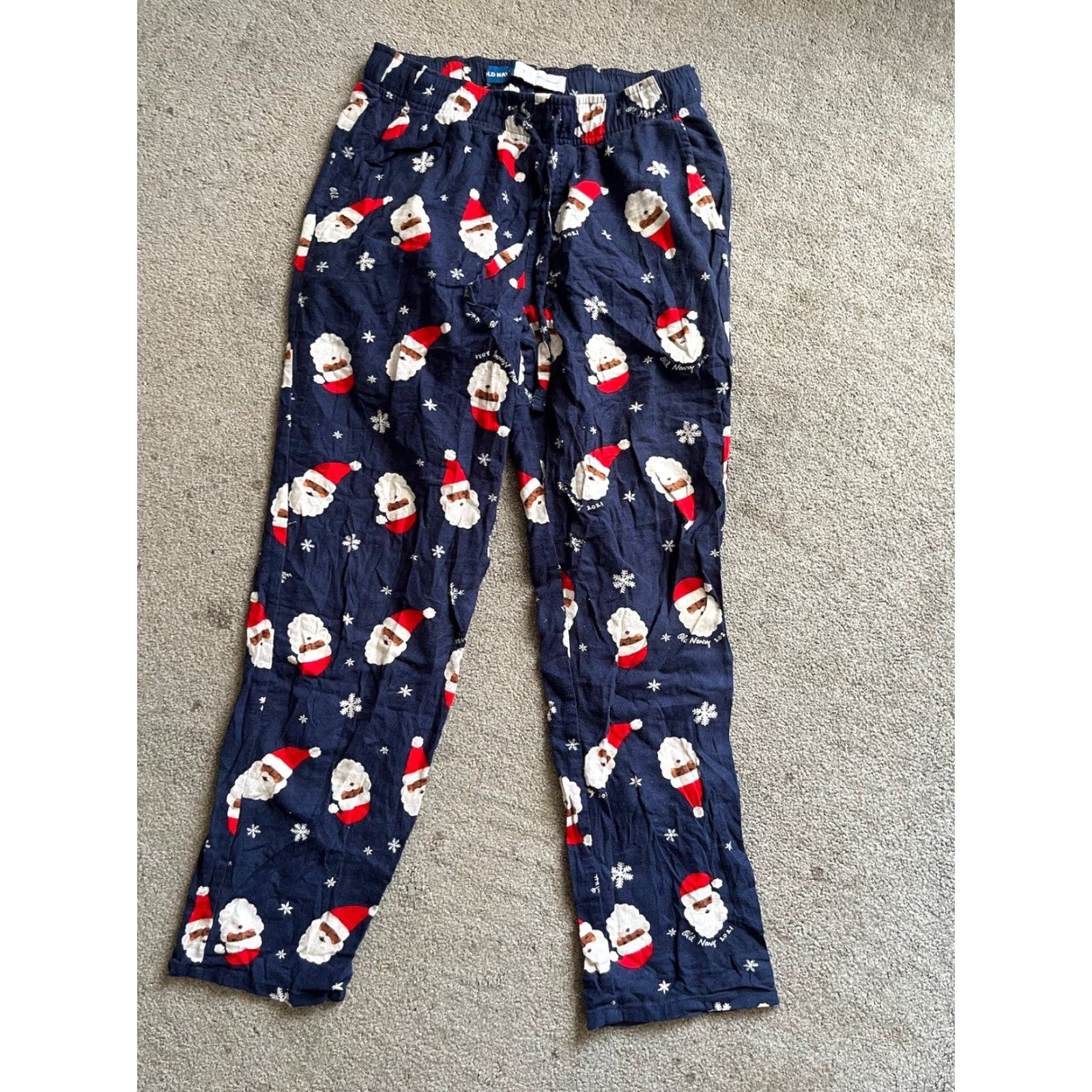 Old Navy Old Navy Womens Size S Navy Match The Fam Santa Mid-Rise Flannel Pajama Pants Size 28" / US 6 / IT 42 - 2 Thumbnail