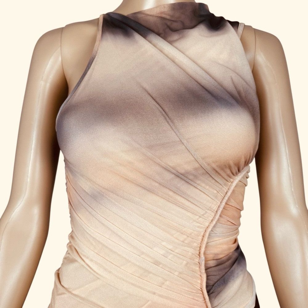 Zara New ZARA Sleeveless Asymmetrical Ruched Mesh Top Size XS Size XS / US 0-2 / IT 36-38 - 4 Thumbnail