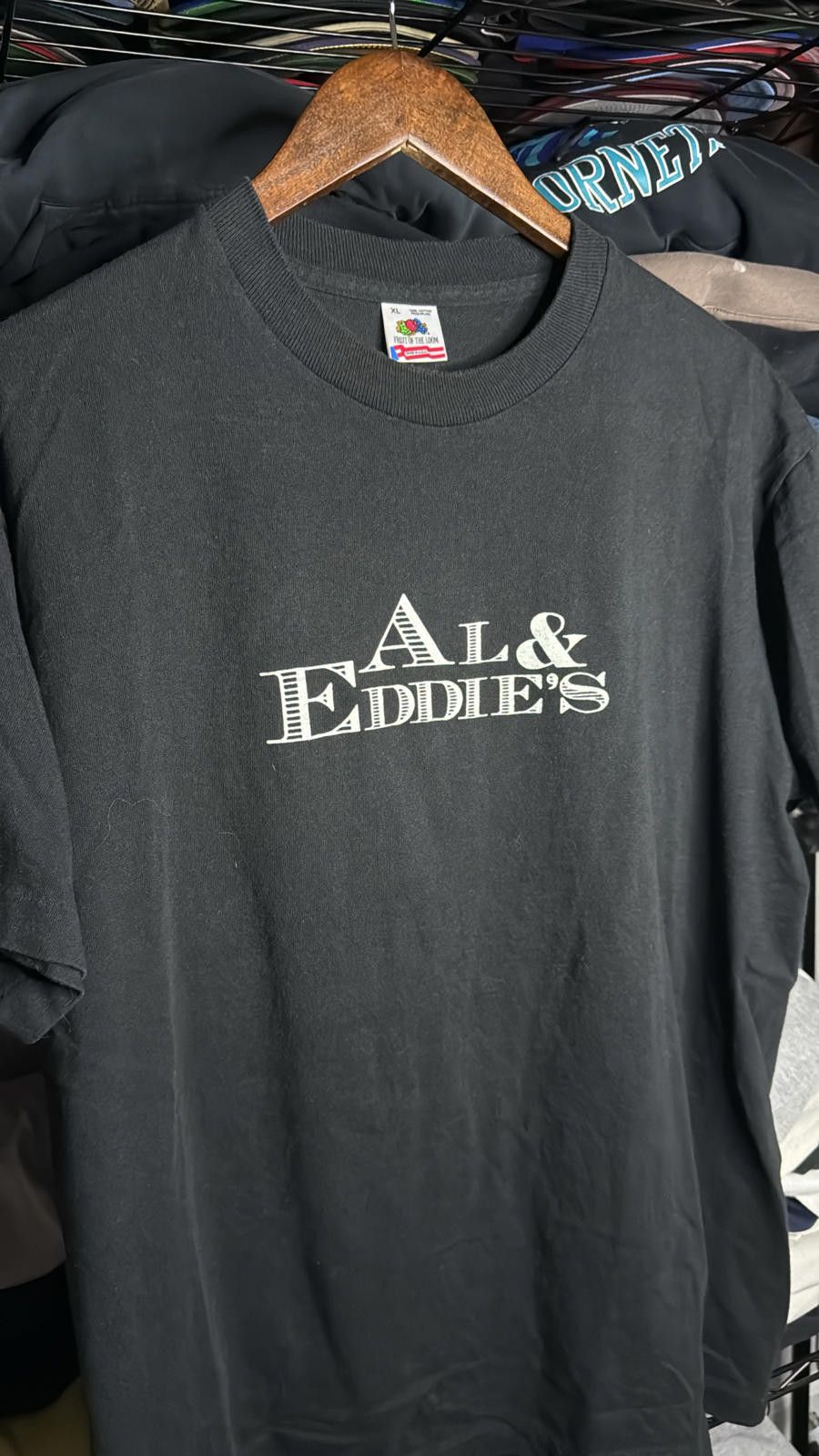 Fruit Of The Loom Al & Eddie's Vintage Black T-Shirt - XL - Fruit of the Loom Size US XL / EU 56 / 4 - 2 Thumbnail